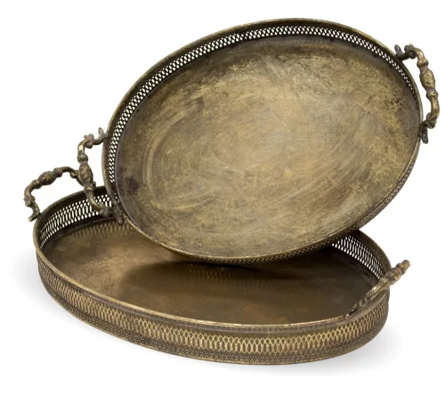 Barokk stílusú tálca szett, Bronz