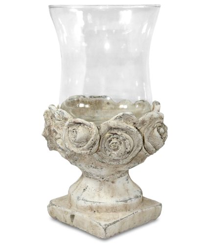 Vintage rózsás gyertyatartó, Bézs