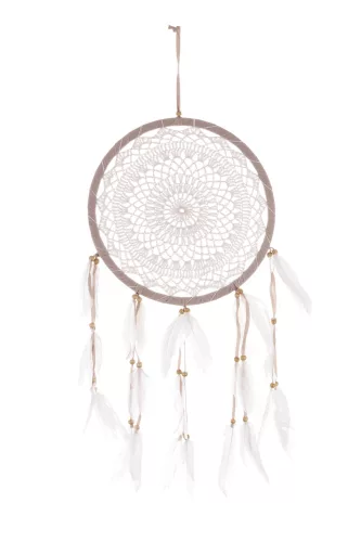 Makramé álomfogó fali dísz, Fehér