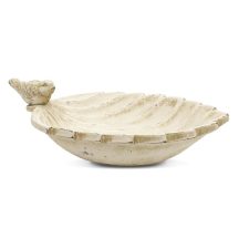 Levél formájú madáritató madárkával, Bézs