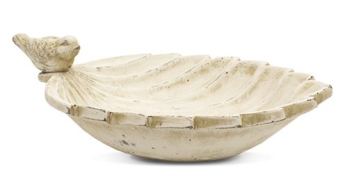 Levél formájú madáritató madárkával, Bézs