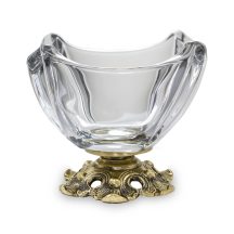 Barokk stílusú üveg tálka réz talppal, Arany