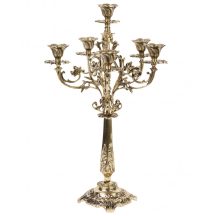 Barokk stílusú, díszes 6 ágú gyertyatartó, Arany