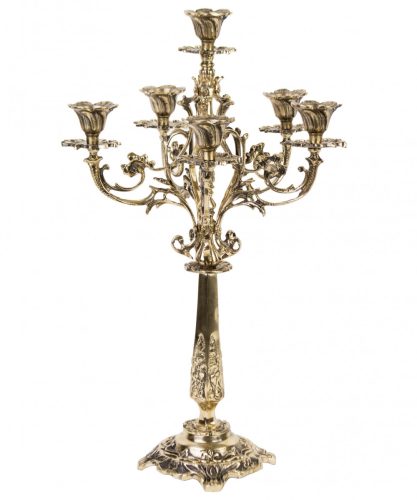 Barokk stílusú, díszes 6 ágú gyertyatartó, Arany