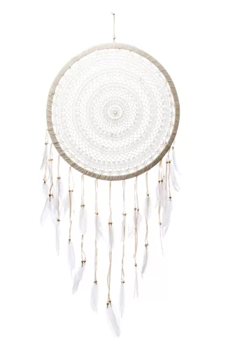 Makramé álomfogó fali dísz, Fehér