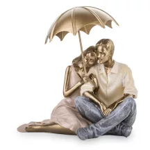 Szerelmes pár az esőben szobor, Bronz