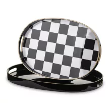 Kockamintás tálca szett, Fekete