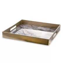 Márványmintás, csillogó tálca, Szürke