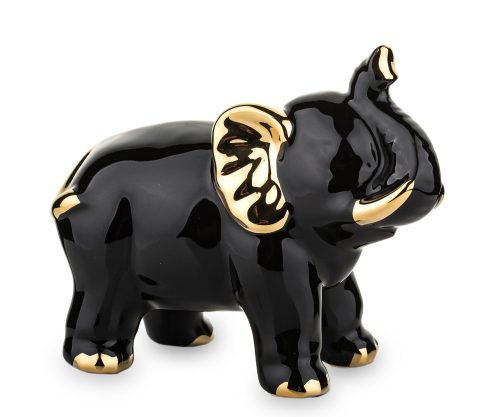 Elefánt dísz arany díszítéssel, Fekete