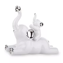 Ezüstös elefánt mama és kicsinye, Fehér