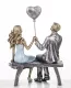 Szerelmes pár szobor szívecskés lufival, Ezüst