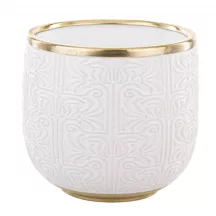 Mintás kaspó arany peremmel, Fehér