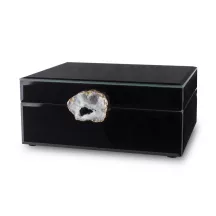 Achát kővel díszített ékszerdoboz, Fekete