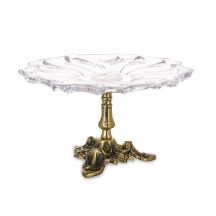 Barokk stílusú kínálótál réz talppal, Bronz