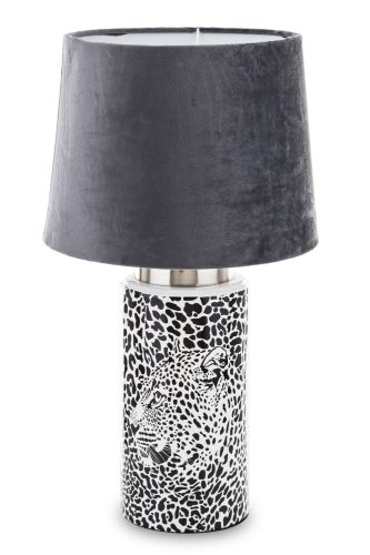 Fekete-fehér állatmintás asztali lámpa, Szürke
