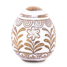 Fehér mintás tojás dísz, Barna