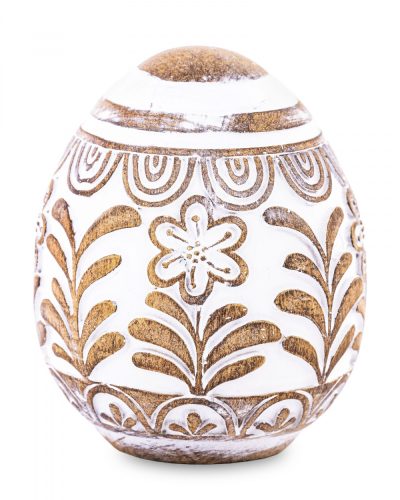 Fehér mintás tojás dísz, Barna