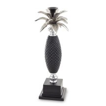 Pineapple gyertyatartó, ezüst levelekkel, Fekete