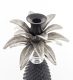 Pineapple gyertyatartó, ezüst levelekkel, Fekete