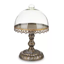 Barokk stílusú dísztál búrával, Bronz