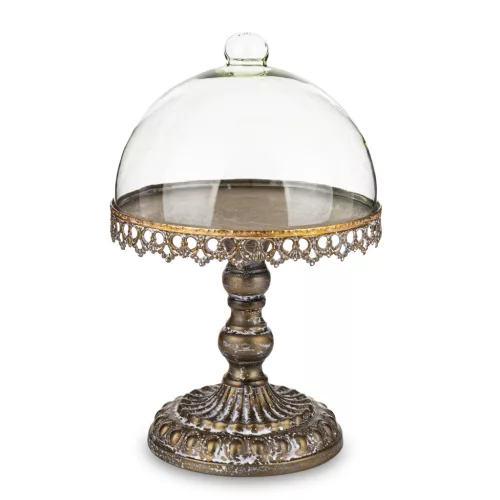 Barokk stílusú dísztál búrával, Bronz