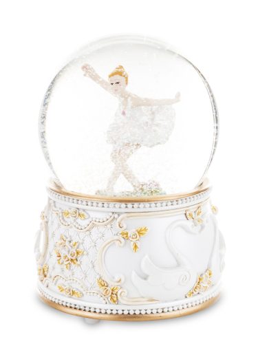 Zenélő Balerina táncos hógömb, Fehér