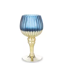 Kék, csíkozott mécsestartó, Arany