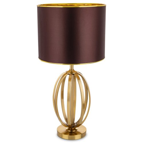 Elegáns asztali lámpa, arany vázzal, Barna