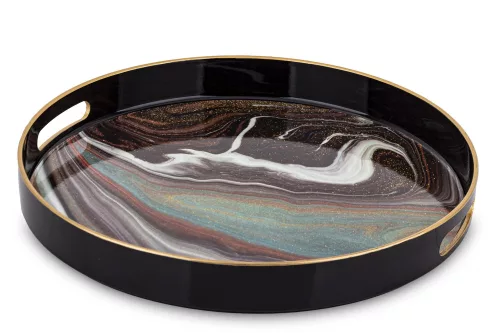 Színes mintás tálca, Fekete