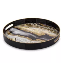 Márványmintás kínálótálca, Fekete