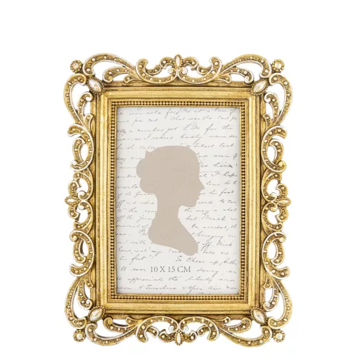 Díszes asztali képkeret, Arany