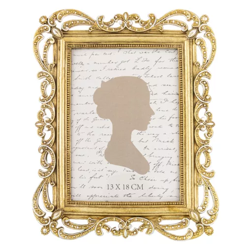Díszes asztali képkeret, Arany