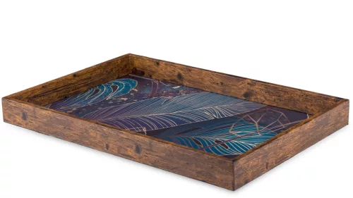 Woody levélmintás tálca, Barna