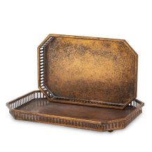 Antikolt hatású kínálótálca szett, Bronz