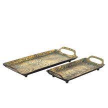 Antikolt hatású kínálótálca szett, Arany