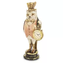 Elegáns bagoly, madár dísz órával, Arany