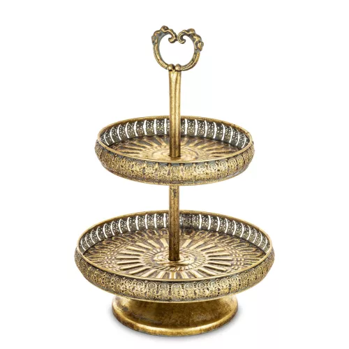 Barokk stílusú süteményes kínálóállvány, Bronz