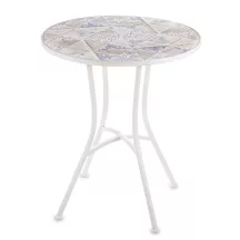 Mintás fém kisasztal, Fehér