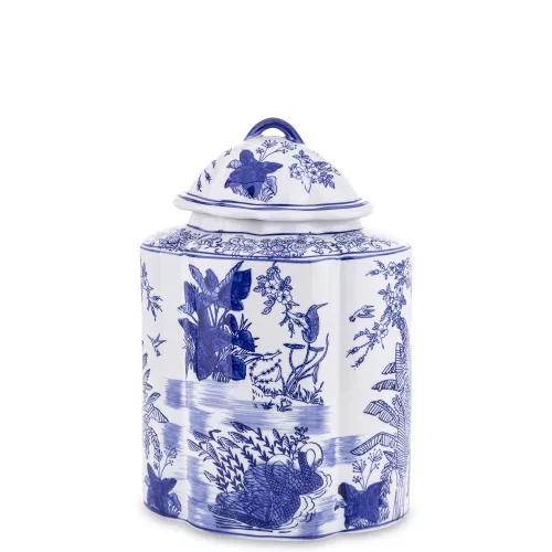 Mintás Amfora kerámia tároló, Sötétkék