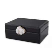 Achát kővel díszített ékszerdoboz, Fekete