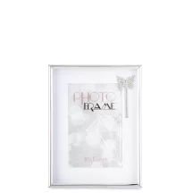 Pillangóval díszített asztali képkeret, Ezüst