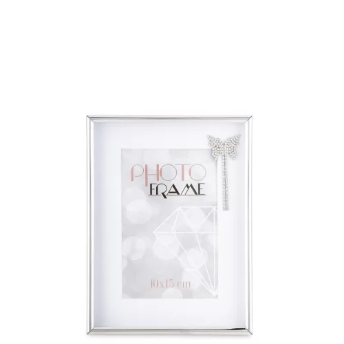 Pillangóval díszített asztali képkeret, Ezüst