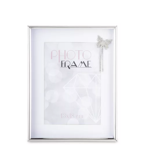 Pillangóval díszített asztali képkeret, Ezüst