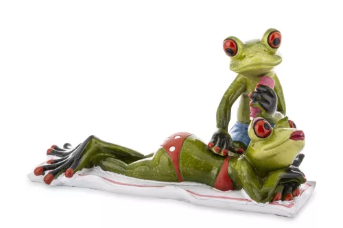 Napozó békák dísz, Zöld