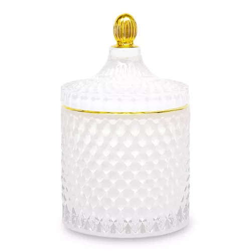 Arannyal díszített üvegdoboz, Fehér