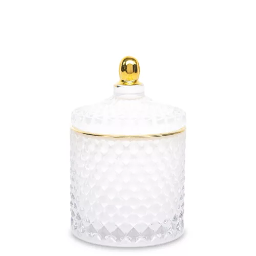 Arannyal díszített üvegdoboz, Fehér