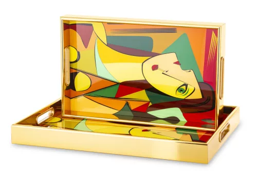 Artist színes dísztálca szett, Arany