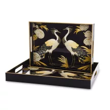 Art Deco kínálótálca szett, Fekete