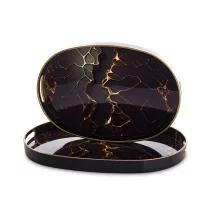 Arany mintás tálca szett, Fekete