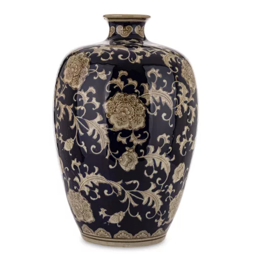 Virágmintás váza, Fekete